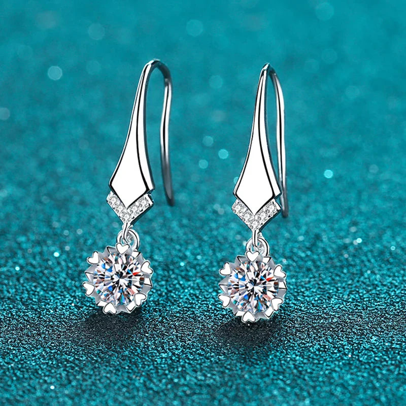 100% Real 0.5-1CT Moissanite Dangle Earring for Women Girls S925 Silver Plated Platinum Diamond Drop Earrings Fine Jewelry