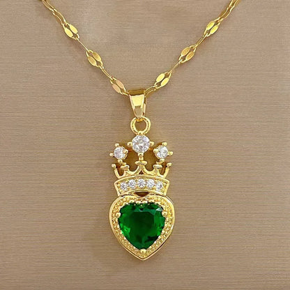 Crown Love Full of Rhinestones Sparkling Micro-Inlaid Design Simple Ladies Wedding Gift Pendant Necklace