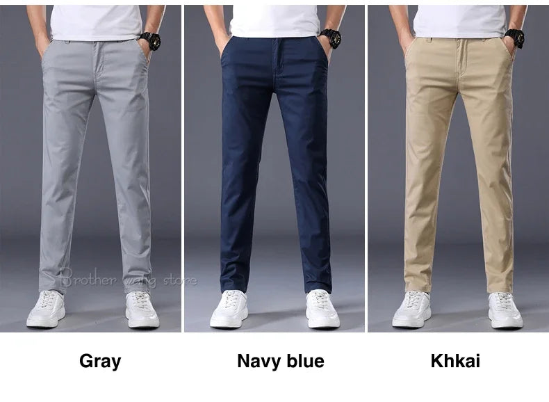 Thin Men's Pants Classic 7 Colors Summer New Casual Pant Business Fashion Stretch Cotton Slim Brand Male Trousers