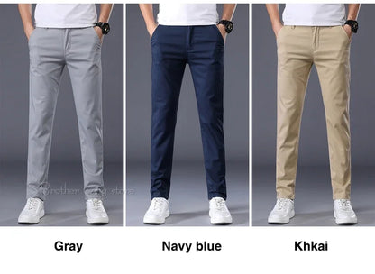 Thin Men's Pants Classic 7 Colors Summer New Casual Pant Business Fashion Stretch Cotton Slim Brand Male Trousers