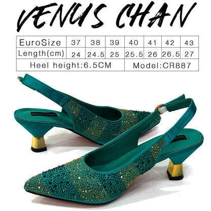 Fashionable Party Shoes and Bags Nigerian Women’s Party Suit Medium Heel Pointed Toe Women’s Shoes and Same Color Bag
