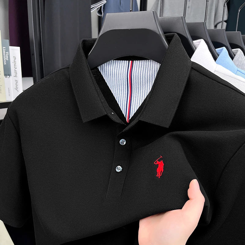 100% pure cotton short sleeve polo shirt summer new breathable men's T-shirt high-end brand Paul Pony embroidered business top