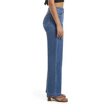 Ins Fashion Jeans Women Comfortable High Waisted White Jeans Girls Thin Stretch Denim Pants Female Straight Leg Trousers