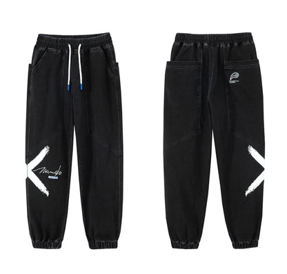2026 New Summer Men's Jeans Denim Jogger Pants Streetwear Style Ankle-Length Baggy Jeans with Drawsting Waist Asian Size XL-6XL