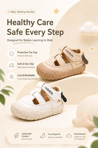 PU Leather Summer Sandals For Children Cute Dog Boy's Girl's Sandals Anti-slippery Ergonomics Barefoot Sandals For Children