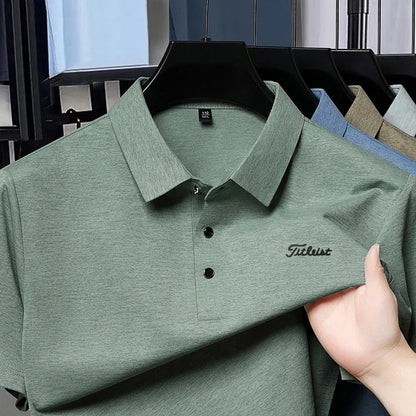 Premium Luxury Man New T-Shirt Polo Shirt Lapel Button Letter Print European Style Summer Hot-Selling Casual Sports MensClothing