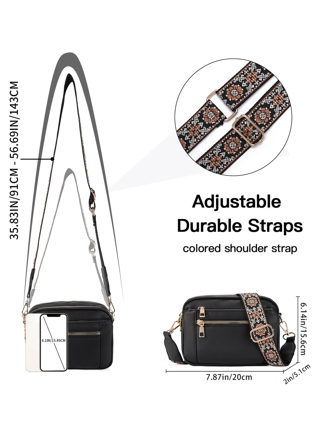 Ladies' Small Square Bag Two-tone Leather Crossbody Bag Large-capacity PU Crossbody Wallet Multi-functional Small Square Bag