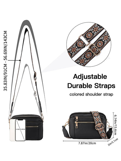 Ladies' Small Square Bag Two-tone Leather Crossbody Bag Large-capacity PU Crossbody Wallet Multi-functional Small Square Bag