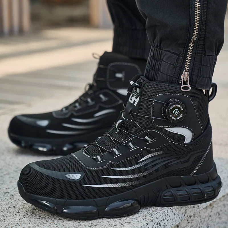 Rotating Buttons Safety Shoes Men Waterproof Steel Toe Safety Footwear Work Boots Men Anti-smash Anti-puncture Protective Boots
