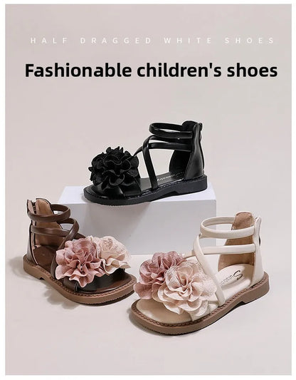 Girls' Sandals 2026 Summer New Children's Flower Princess Shoes Soft Sole Anti Slip Baby Girls' Roman Sandals