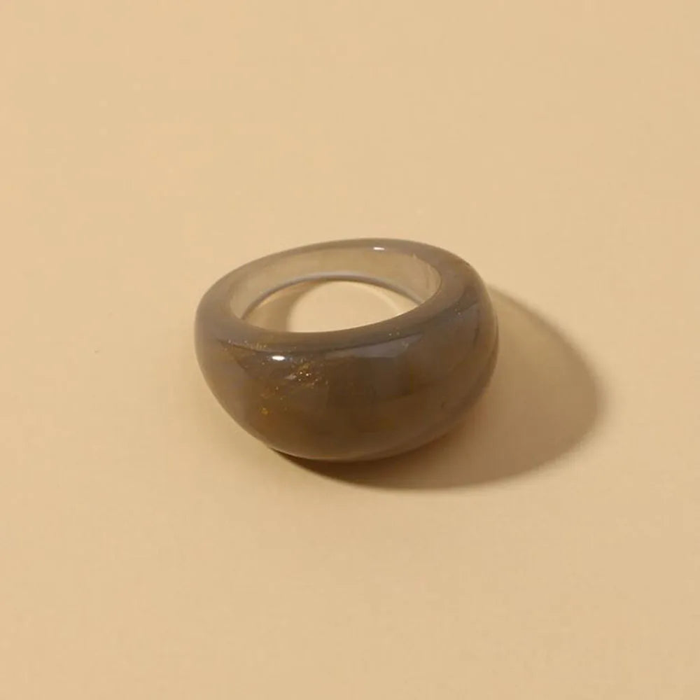 Round Rings For Women Big Kpop Finger Ring For Girls Punk Resin Ring