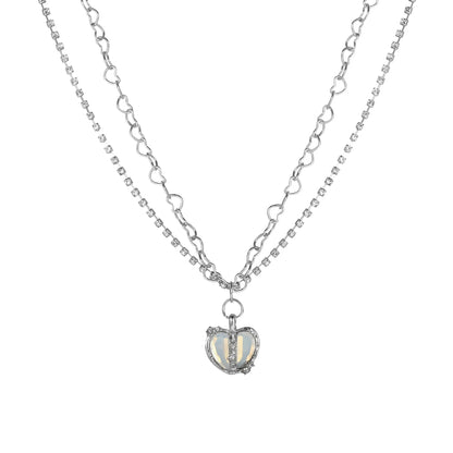 Y2K Accessories Fashion Peach Heart Water Drop Pendant Necklace Pink Crystal Egirl Sweet Cool Clavicle Chain Aesthetic Jewelry
