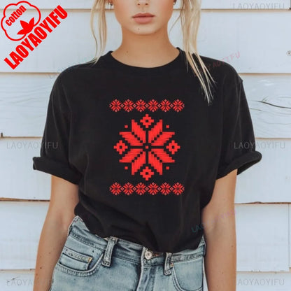 Shirt Ornament Print Shirt Ukraine Shirt Ukrainian T-shirt Gift for Women High Quality Cotton Tops Creativity Style