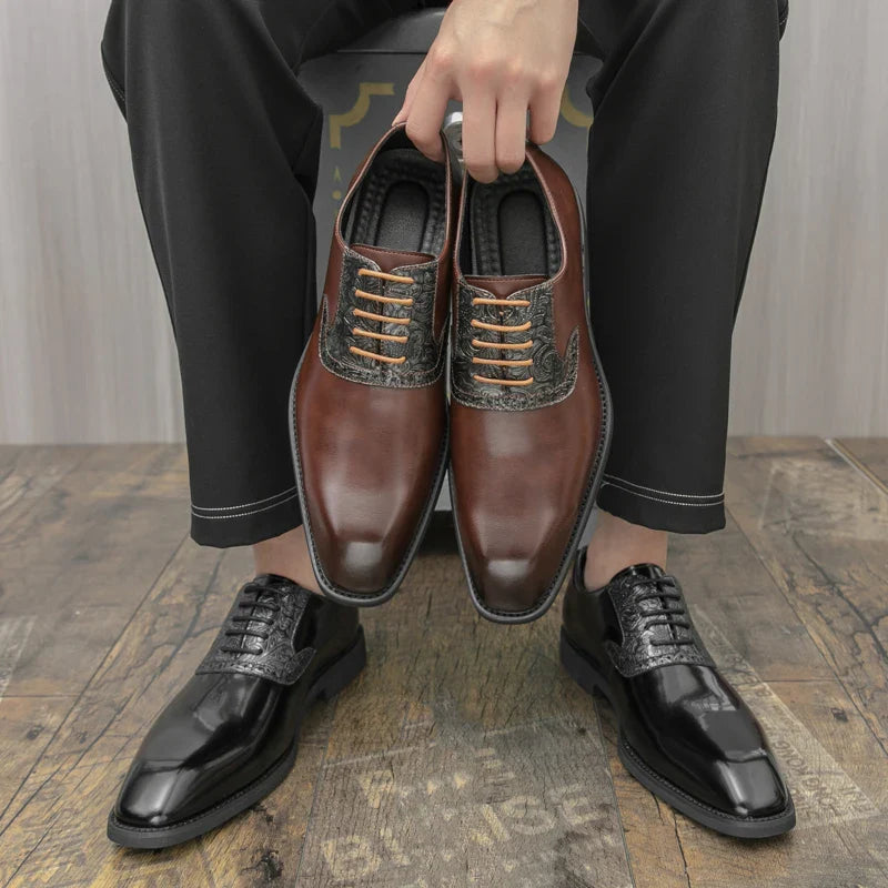 Fashion Designer New Men's Pointed Lace Up Oxford Shoes Male Wedding Dress Homecoming Formal Wedding Footwear