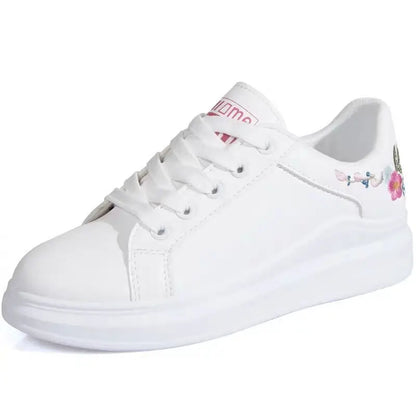Childs Breathable Leather Panel Shoes Women Solid Color Versatile Kid Shoes Girls Autumn White Shoes Low Top Sports Casual Shoes