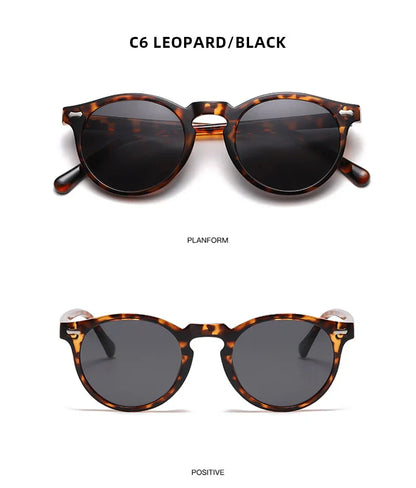 Retro Round Sunglasses Men Women Fashion Small Polarized Sun Glasses For Male Female Literary Vintage Shades Driving Eyeglasses