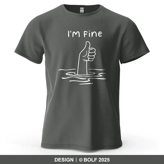 I'm Fine Funny Printed Men's T-Shirt 100% Cotton Oversized Minimalist Cartoon Graphic Tees for Women Tops Tees Streetwear