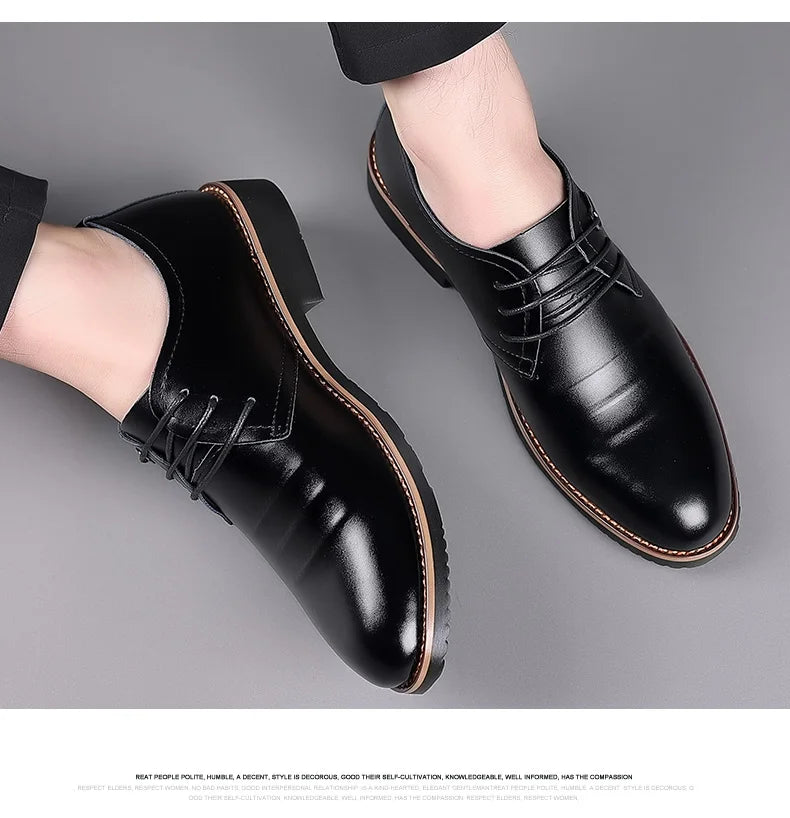 Mens Formal Business Oxford Shoes Classic Leather Dress Shoes for Wedding and Office