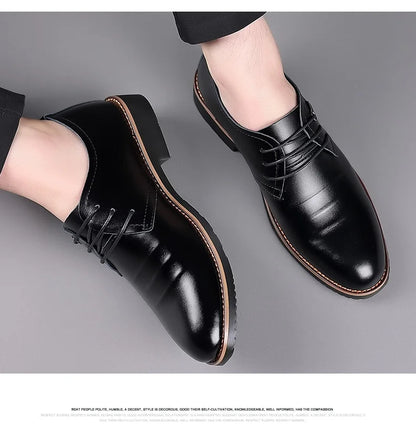 Mens Formal Business Oxford Shoes Classic Leather Dress Shoes for Wedding and Office