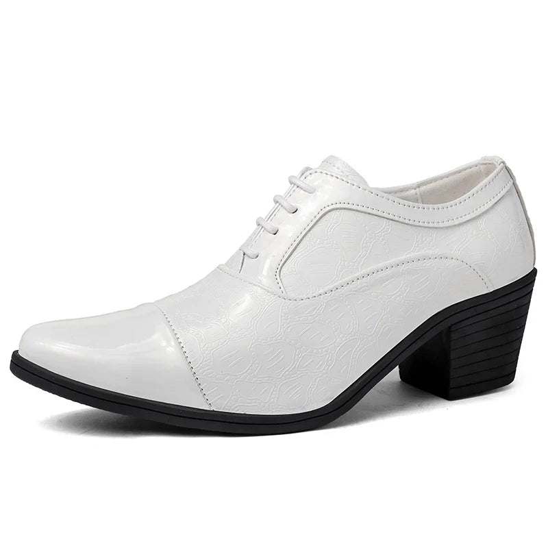 Red High Heels Shoes Man Dress Shoes Luxury Elegant Men's Leather Shoes Big Size 38-46 Pointed Toe Italian Wedding Shoes For Man