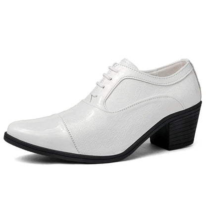 Red High Heels Shoes Man Dress Shoes Luxury Elegant Men's Leather Shoes Big Size 38-46 Pointed Toe Italian Wedding Shoes For Man
