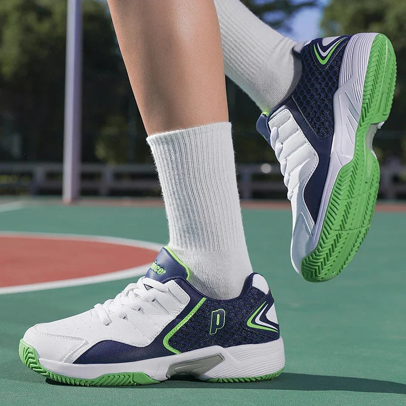 Tênis Esportivo Profissional de Couro para Badminton Masculino, Tênis Antiderrapante para Treinamento em Casal, Tênis Leve para Tênis Feminino e Vôlei