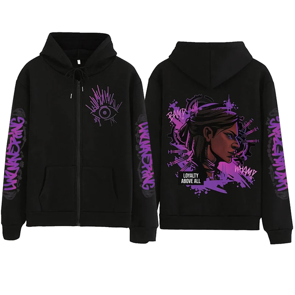 2025 Anime Arcane Vi Zipper Hoodie Harajuku Pullover Tops Long Sleeve Loose Casual Sweatshirts