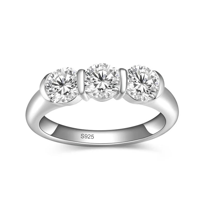 All 0.5ct D VVS1 Moissanite Ring for Women Sparkling Wedding Eternity Bands Sterling Silver 925 Rings Fine Jewelry Band