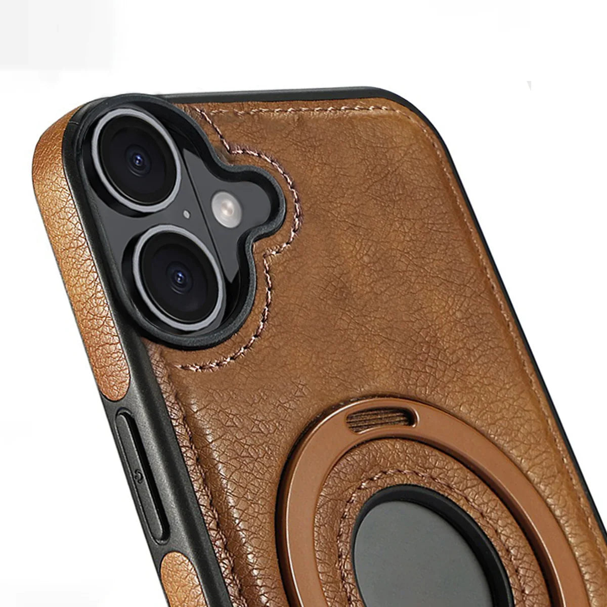 Retro PU Leather Magnetic Phone Case For iPhone 16 Pro Max 16 Plus, With Ring Holder