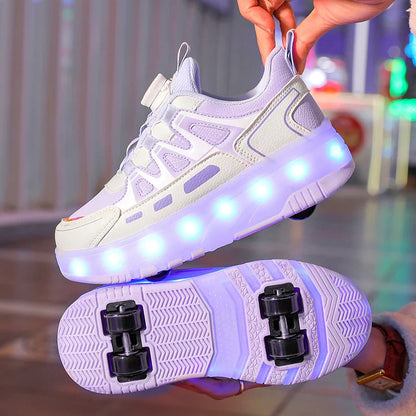 Children's And Teenage Roller Skates - Fashionable Upgraded Edition with Enhanced Stability - Detachable Dual-Use Sports Shoe