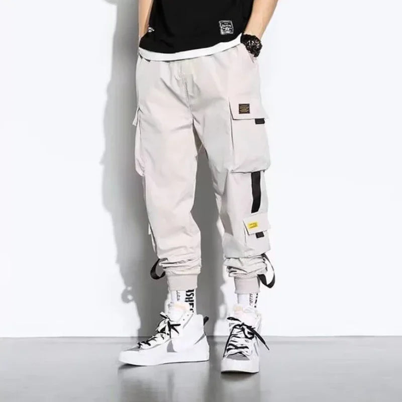 Male Casual Hip Hop Streetwear Sweatpants Pencil Pants Men Joggers Cargo Pants Multi-pocket Elastic Waist Harem Techwear Pants