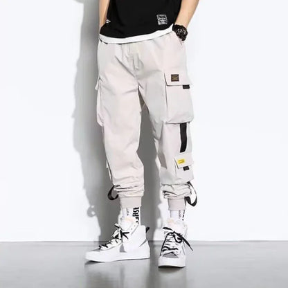 Male Casual Hip Hop Streetwear Sweatpants Pencil Pants Men Joggers Cargo Pants Multi-pocket Elastic Waist Harem Techwear Pants