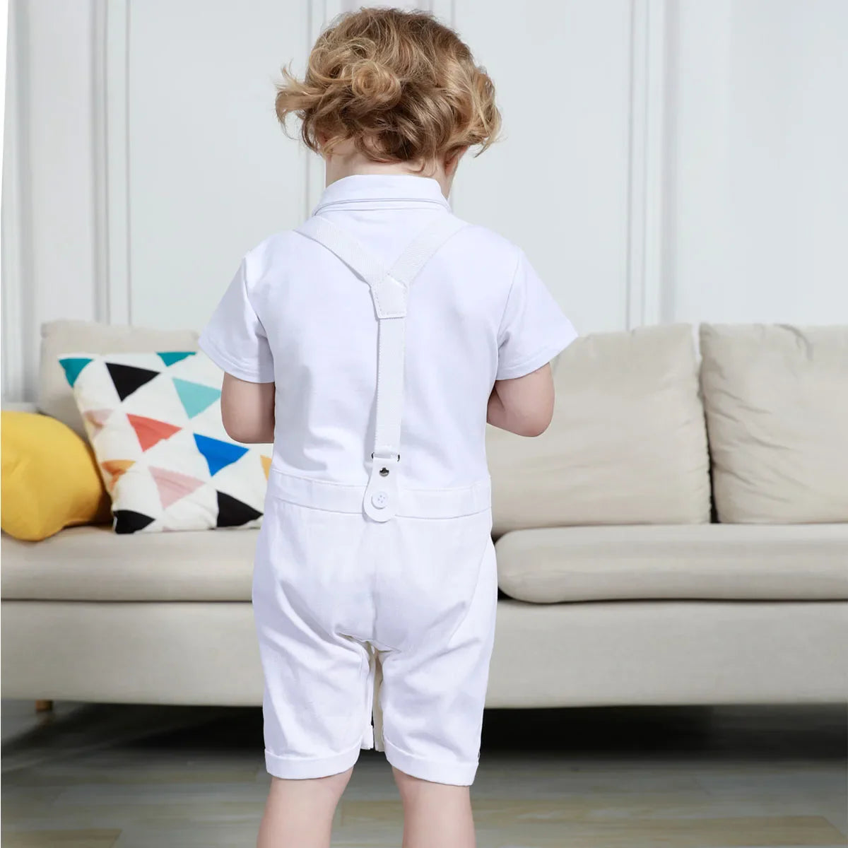 Baby Boys Baptism Outfit Infant Wedding Gentleman Set Christening Formal Birthday Party Suit Suspender Bow Tie Romper