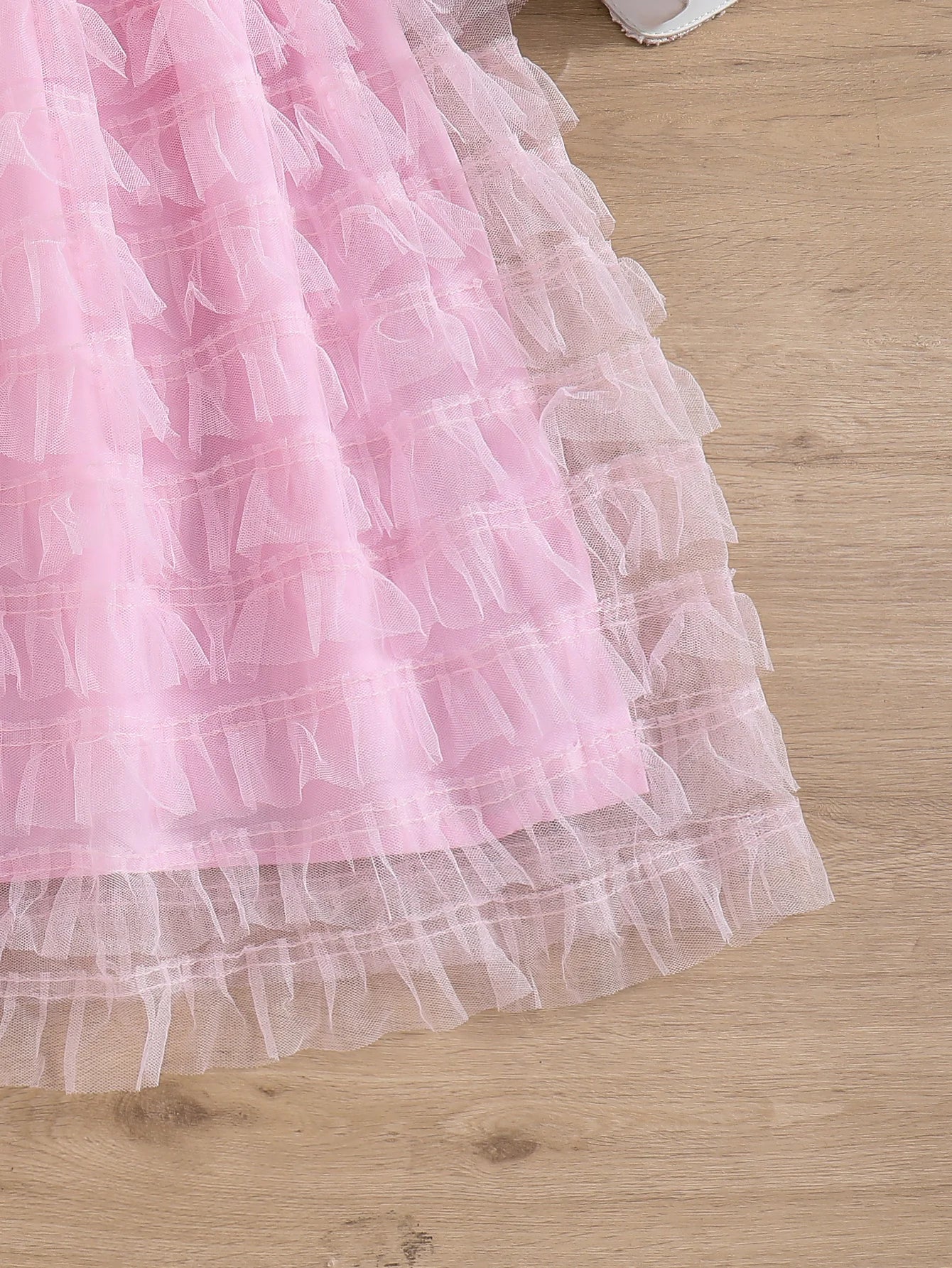 Summer Girls Sweet And Cute Sleeveless Solid Color Cake Fluffy Princess Dress Fashionable Casual Mesh Dress