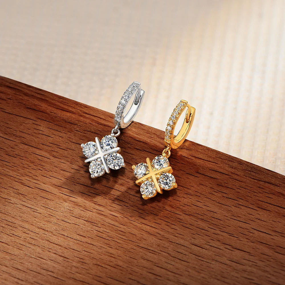 4mm All DVVS1 Moissanite Earrings Cross Square Design ForWomen s925 Sterling Silver Party Fashion Jewelry Drop Shipping