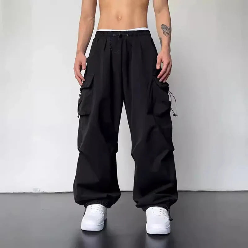 New Casual Pant Cargo Trousers Streetwear Wide Leg Sweatpant High Street Trendy Loose Versatile Straight Casual Pants 2pc Couple