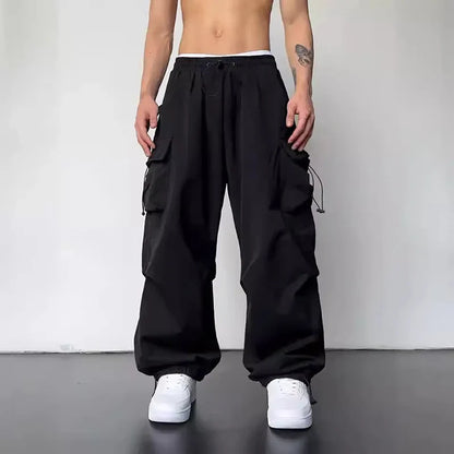 New Casual Pant Cargo Trousers Streetwear Wide Leg Sweatpant High Street Trendy Loose Versatile Straight Casual Pants 2pc Couple