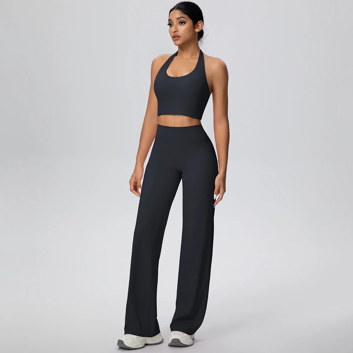 2PCS Woman Backless Hanging Neck Bra and Pants Yoga Set Summer Breathable Gym Sports Running Workout Top Hot Sales Yoga Set