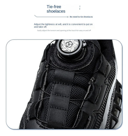 Men Rotating Button Work Sneakers Steel Toe Shoes Safety Boots Puncture-Proof Tactical Boots Indestructible Fashion Protective