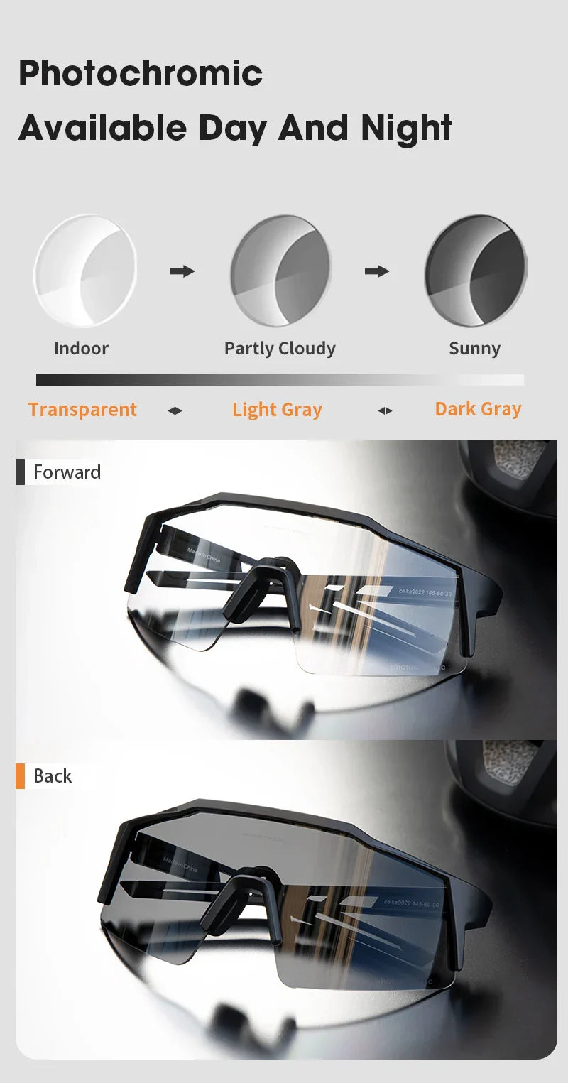 Photochromic Cycling Sunglasses for Men Women Bike Glasses Riding Driving UV400 Mountain Bicycle Goggles Eyewear Sports