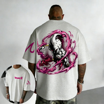 Oversized Cotton T-shirt Summer New Majin Buu Printed Men's and Women's Street Hip Hop Loose Casual Top