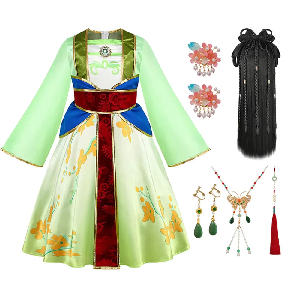 Girls Halloween Clothes Mulan Cosplay Dress Children Performance Costumes Girl Chinese Style Dress Disney Girl Priness Clothes
