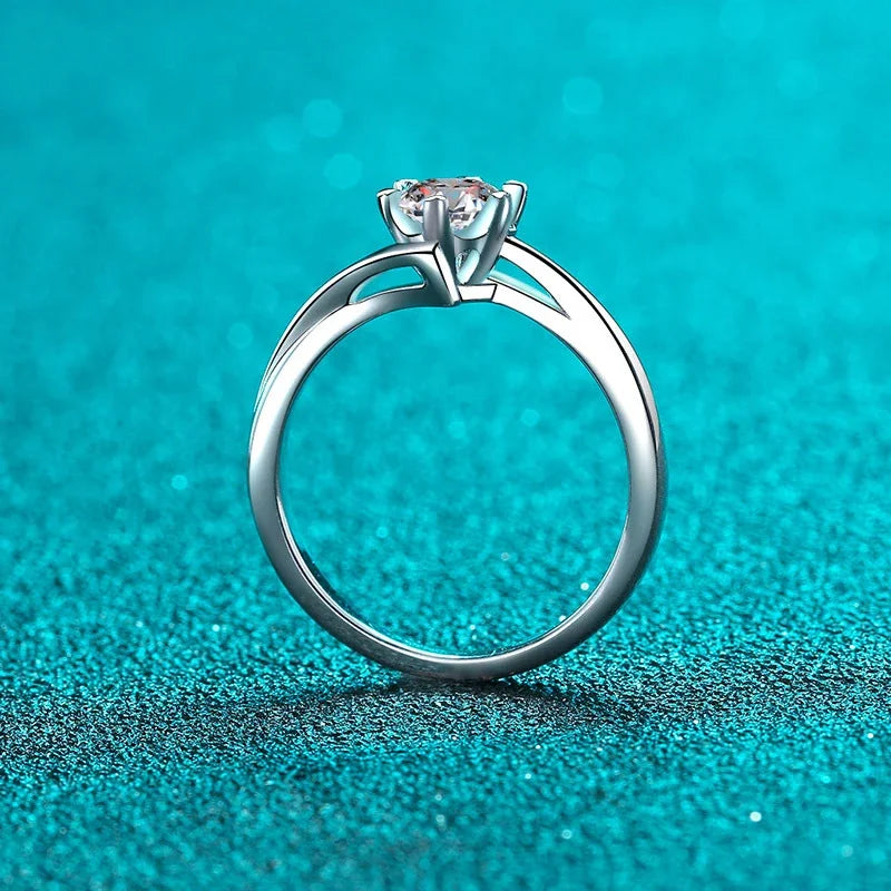 0.5ct 5mm Moissanite Ring Lab Diamond Solitaire Ring for Women Engagement Promise Bands Wedding Band Fine Jewelry
