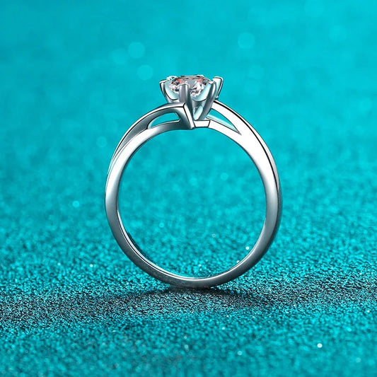 0.5ct 5mm Moissanite Ring Lab Diamond Solitaire Ring for Women Engagement Promise Bands Wedding Band Fine Jewelry