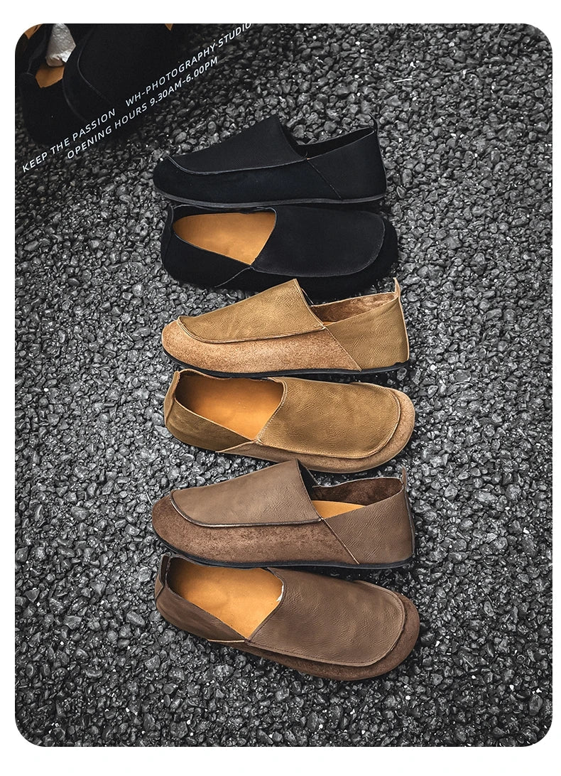 Man Loafers Outdoor Walking Fashion Mens Casual Shoes Soft Leather Comfort Half Slippers Breathable Lazy Driving Shoes