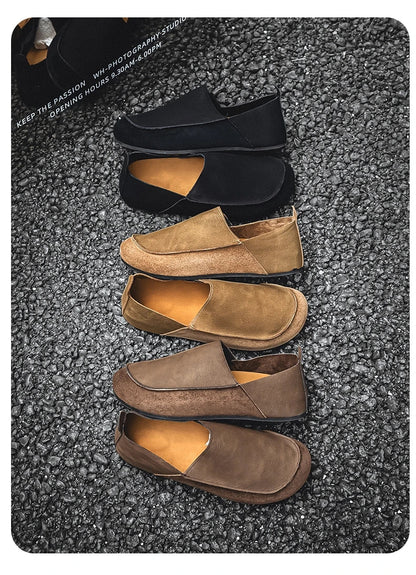 Man Loafers Outdoor Walking Fashion Mens Casual Shoes Soft Leather Comfort Half Slippers Breathable Lazy Driving Shoes