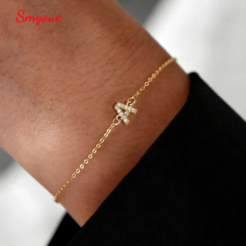 Trendy A Moissanite Bracelets for Women Letter Charm Adjustable Chain 100% 925 Sterling Silver Wedding Fine Jewelry Gifts