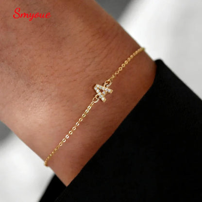 Trendy A Moissanite Bracelets for Women Letter Charm Adjustable Chain 100% 925 Sterling Silver Wedding Fine Jewelry Gifts