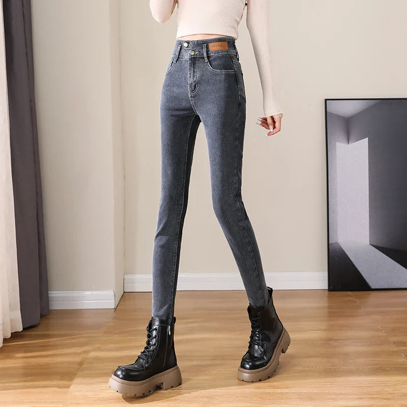 Woman Skinny Jeans High Waist Slim Korean Elastic Pencil Pants