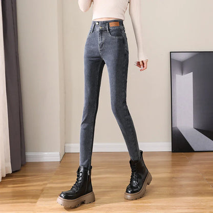 Woman Skinny Jeans High Waist Slim Korean Elastic Pencil Pants